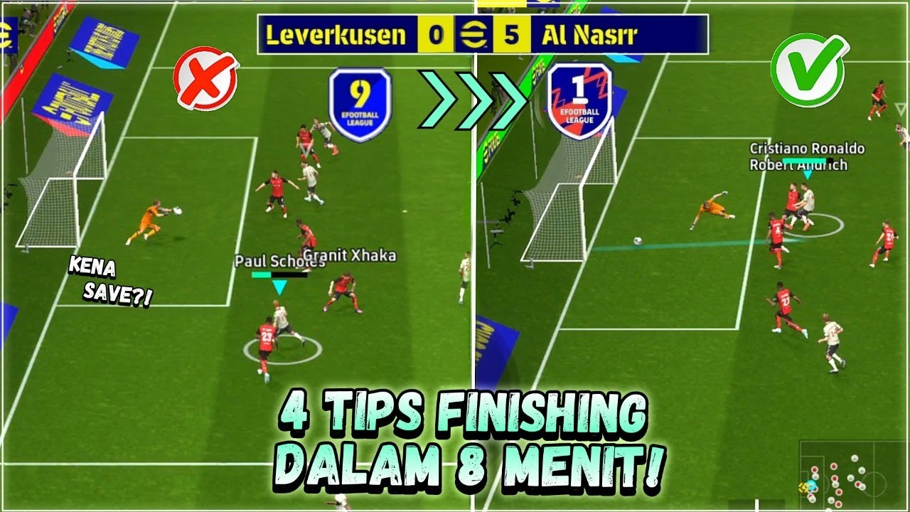 4 TEKNIK FINISHING  PALING EFEKTIF DI EFOOTBALL!! ( Cetak Gol Dengan Mudah) - EFOOTBALL MOBILE