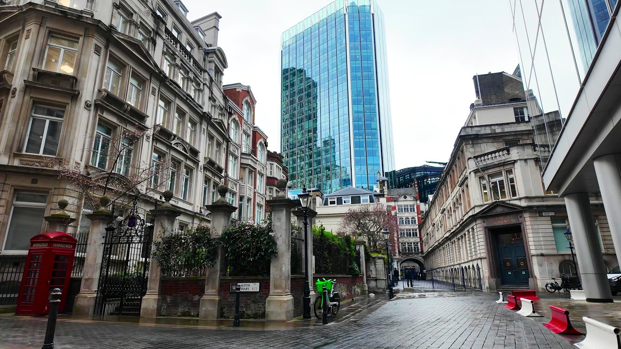 [4K] Rainy Morning in Moorgate | London Walking Tour