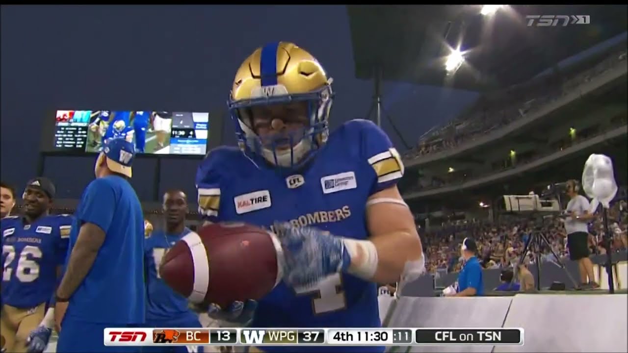 Winnipeg Blue Bombers Adam Bighill Two Interceptions and Touchdown
