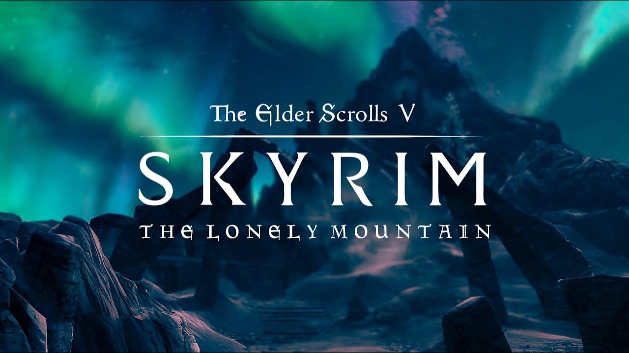 The Lonely Mountain - Skyrim Ambience | 1 Hour of the Northern Lights, Snow Storms and Wind