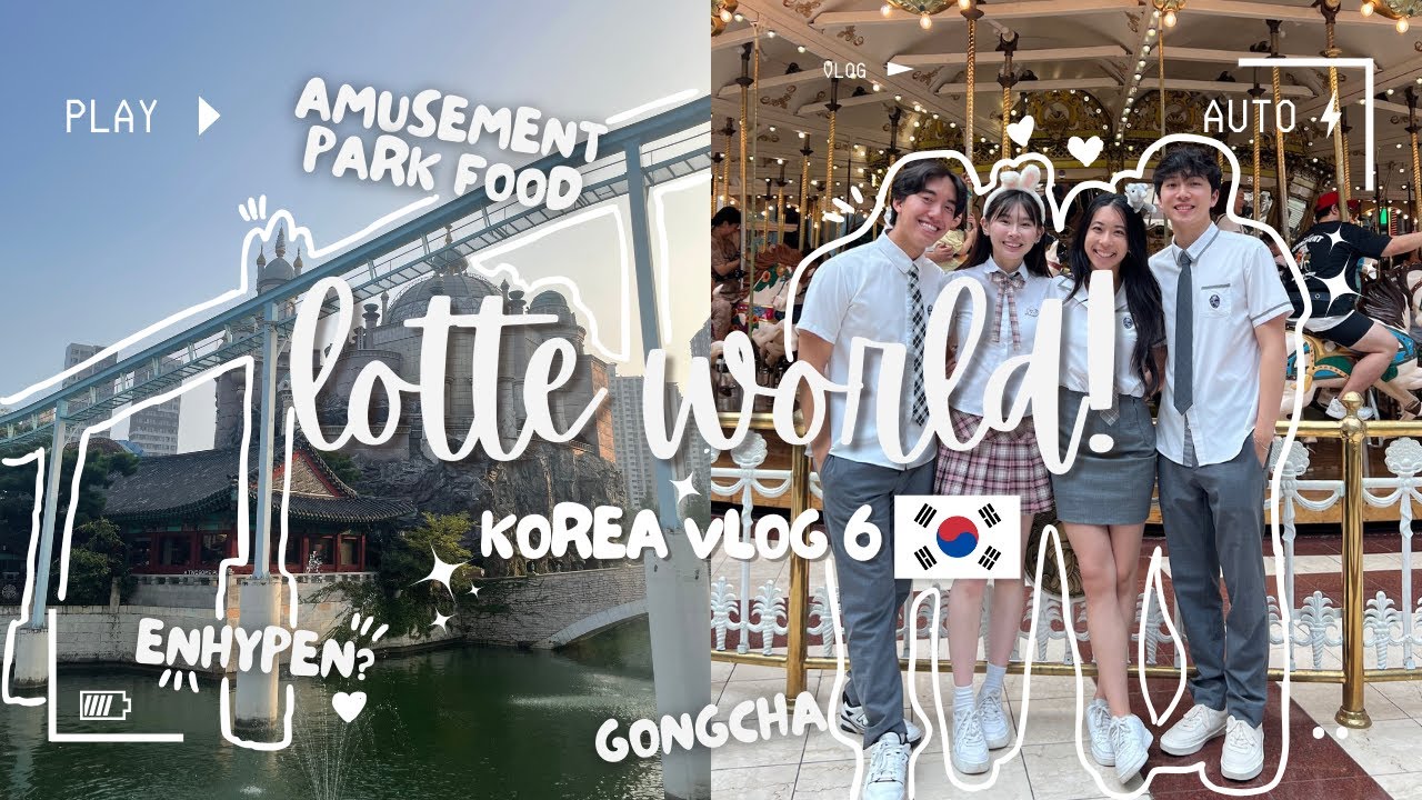 [korea vlog 6] i went to lotte world! | enhypen dark moon, school uniform rental, air balloon ✧:*