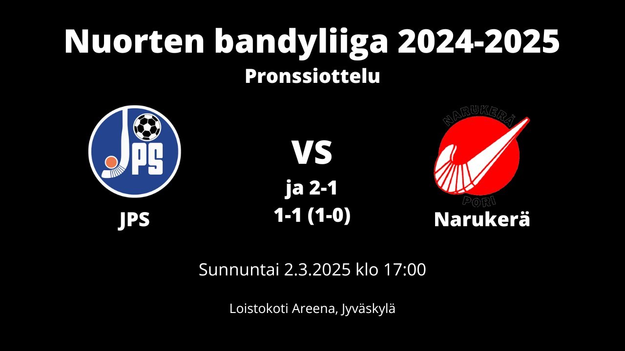 Nuorten bandyliiga 2024-2025, pronssipeli JPS - Narukerä, 2.3.2025