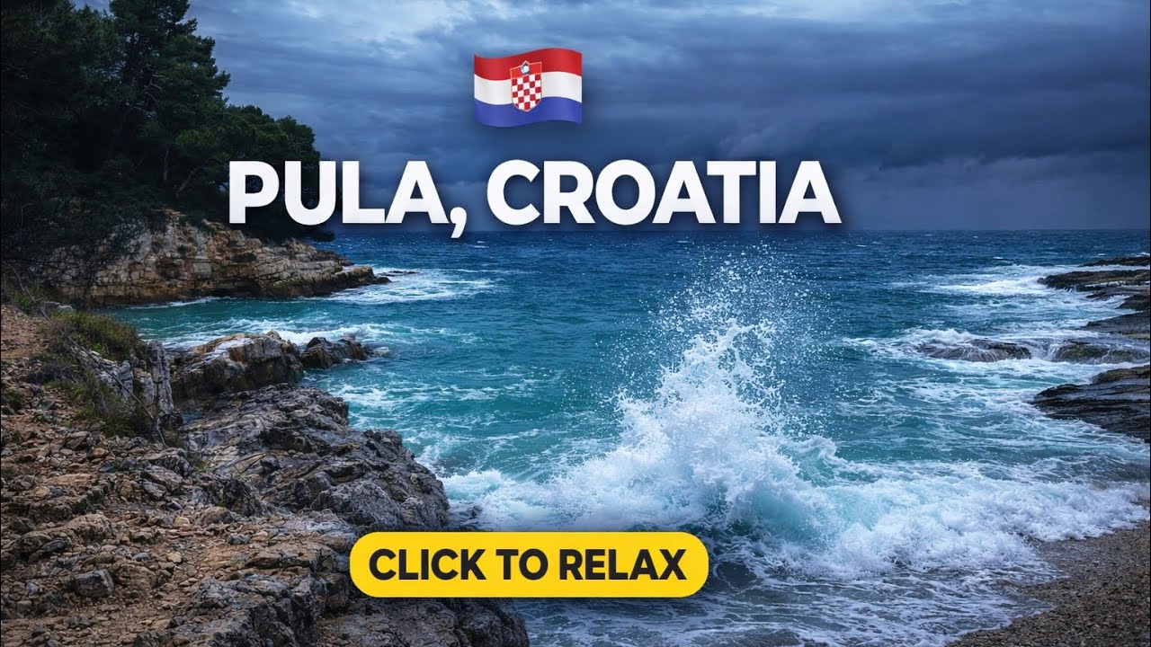 Pula, Croatia — Waves Against the Rocky Shore 