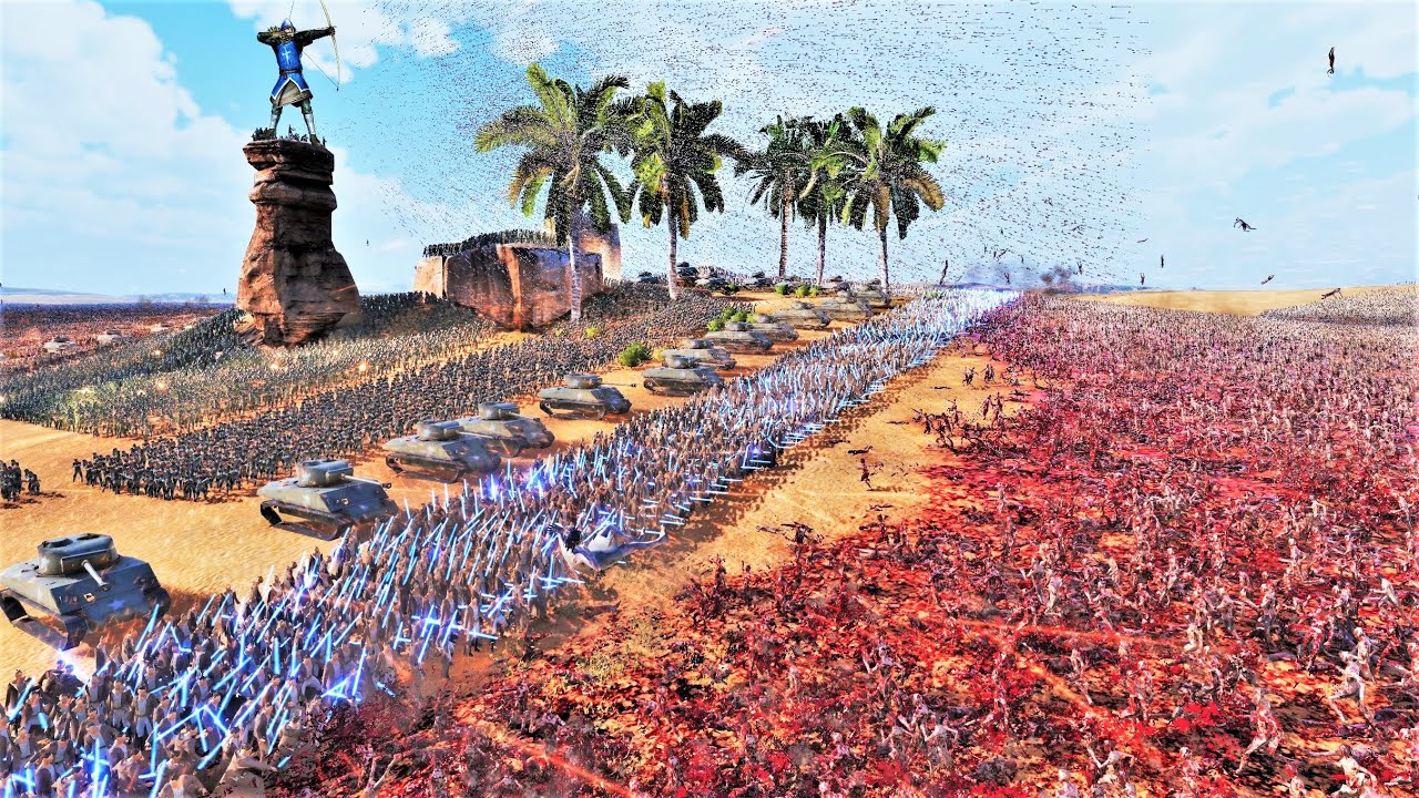 ARCHER GOD & HUMAN ARMY In DESERT vs 2,000,000 ZOMBIES - Ultimate Epic Battle Simulator 2