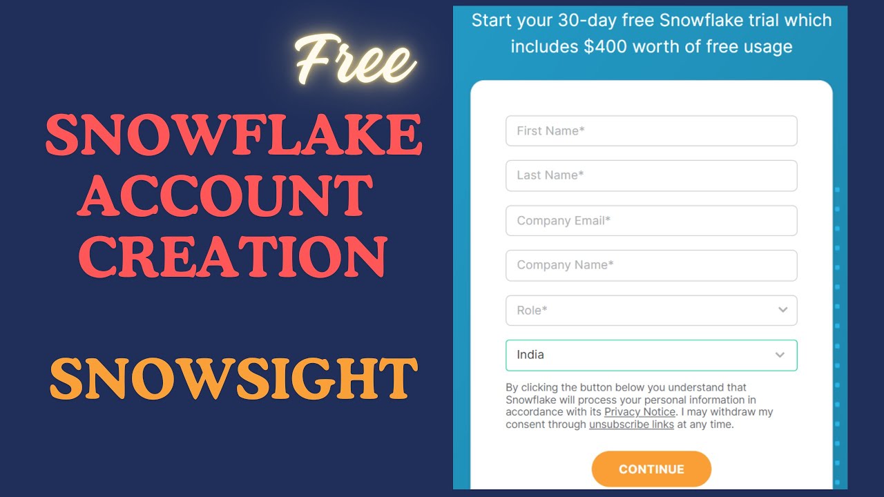 Snowflake Free Trail Account Creation | Snowflake Account Setup | Snowflake Account Creation