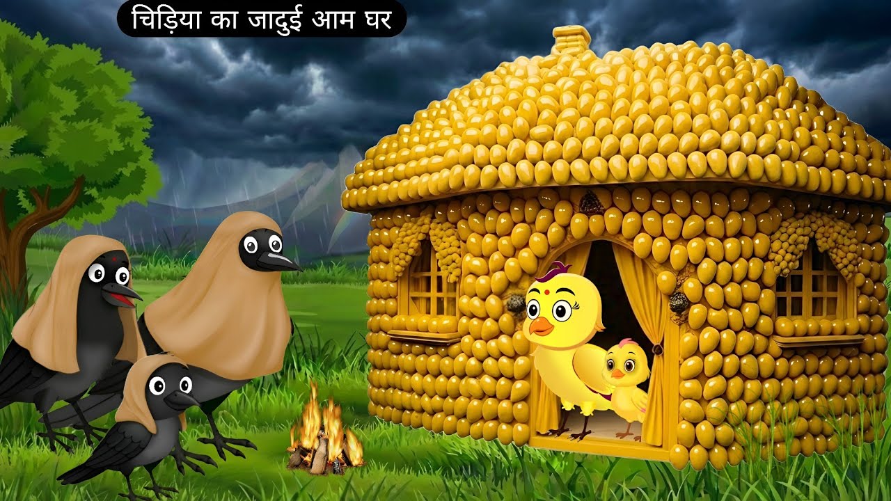चिड़िया का जादुई आम घर | Chidiya Cartoon | Kalu Kauwa Stories | Moral Birds Stories