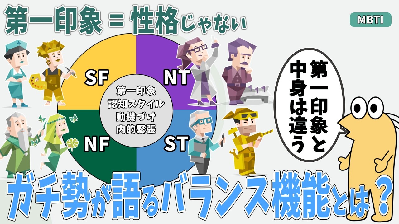 第一印象=性格じゃない、内面が更にわかるようになるMBTIガチ勢が語る4つのバランス機能とは？【2ch面白いスレ】【2ch有益スレ】