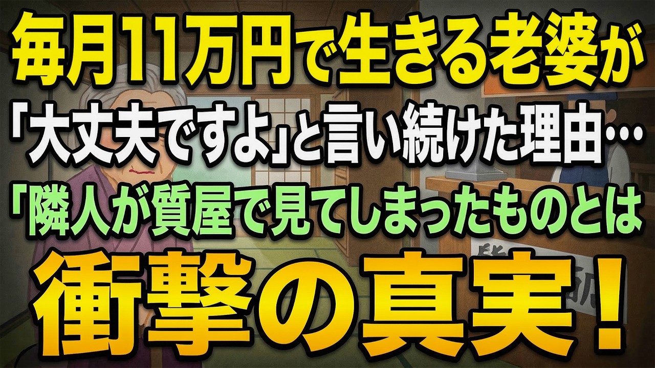 【感動する話】毎月11万円で生きる老婆が「大丈夫ですよ」と言い続けた理由…隣人が質屋で見てしまったものとは