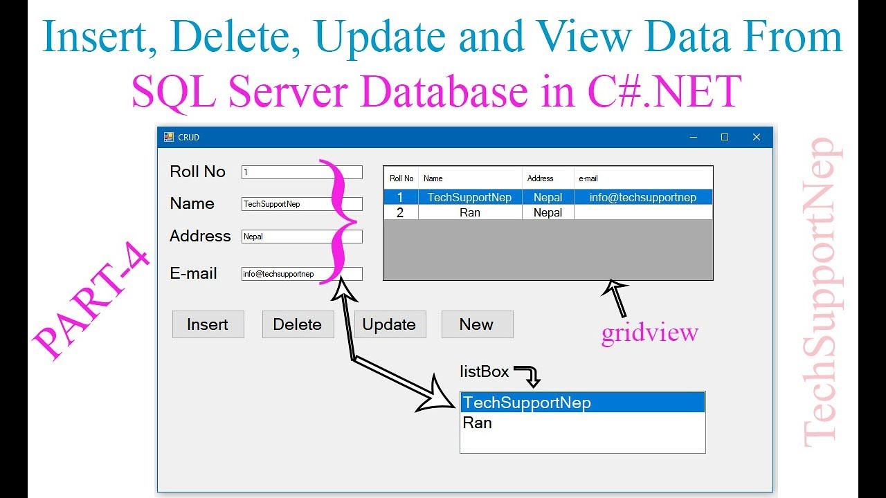 Insert Update Delete and View Data From SQL Server Database in C#.NET[Part-4][With Source Code]