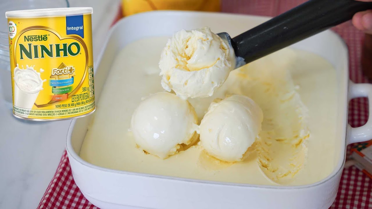 SORVETE DE LEITE NINHO SUPER CREMOSO E COM APENAS 3 INGREDIENTES