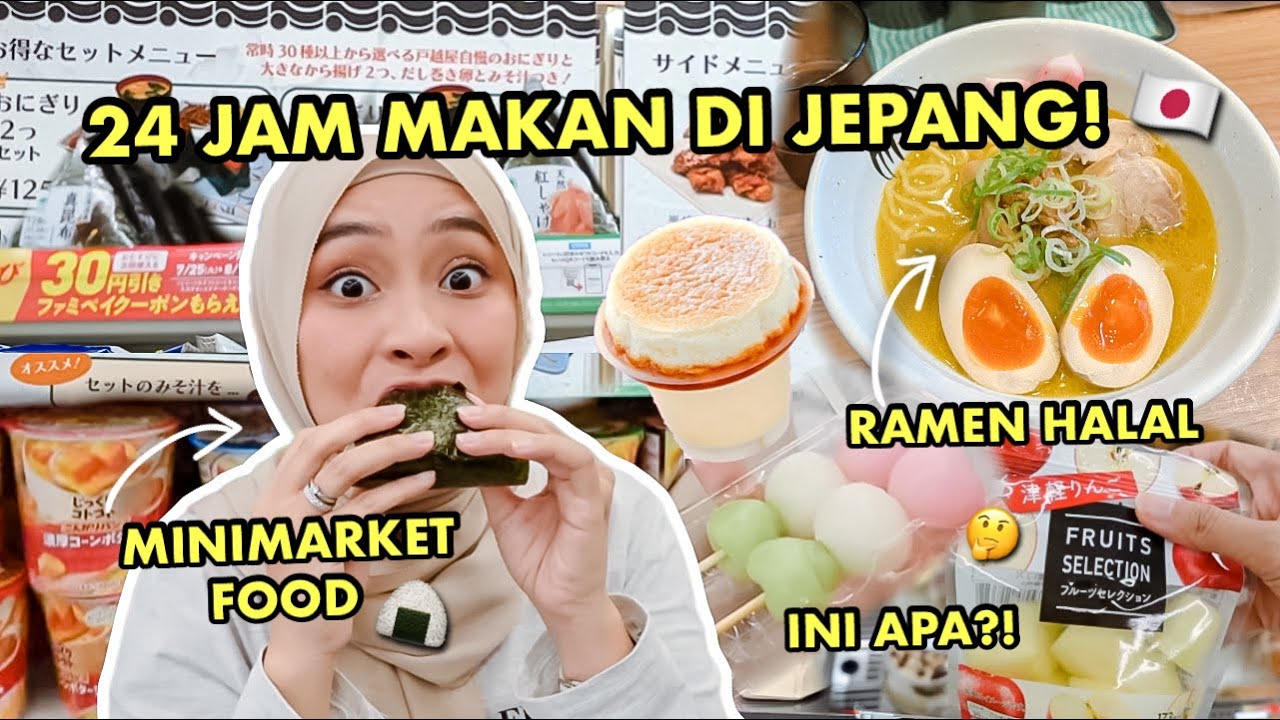 24 JAM MAKAN DI JEPANG! 🇯🇵 MINIMARKET FOOD 🍙 ONIGIRI, RAMEN HALAL 🍜 MAIN KE TEAM LABS TOKYO! ✨
