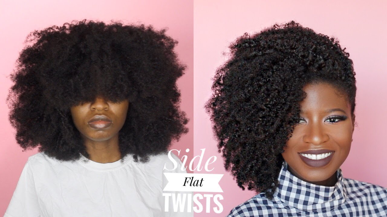 SIDE SWEPT FLAT TWISTS ON DRY NATURAL HAIR | ft. AS I AM
