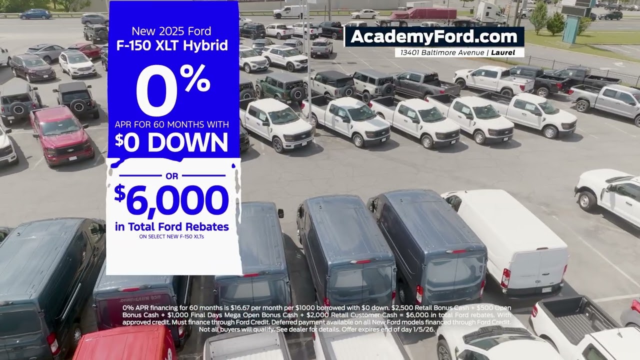 Academy Ford - Final Call Sales Event - New 2025 Ford F-150 XLT Hybrid - $6,000 in Ford Rebates