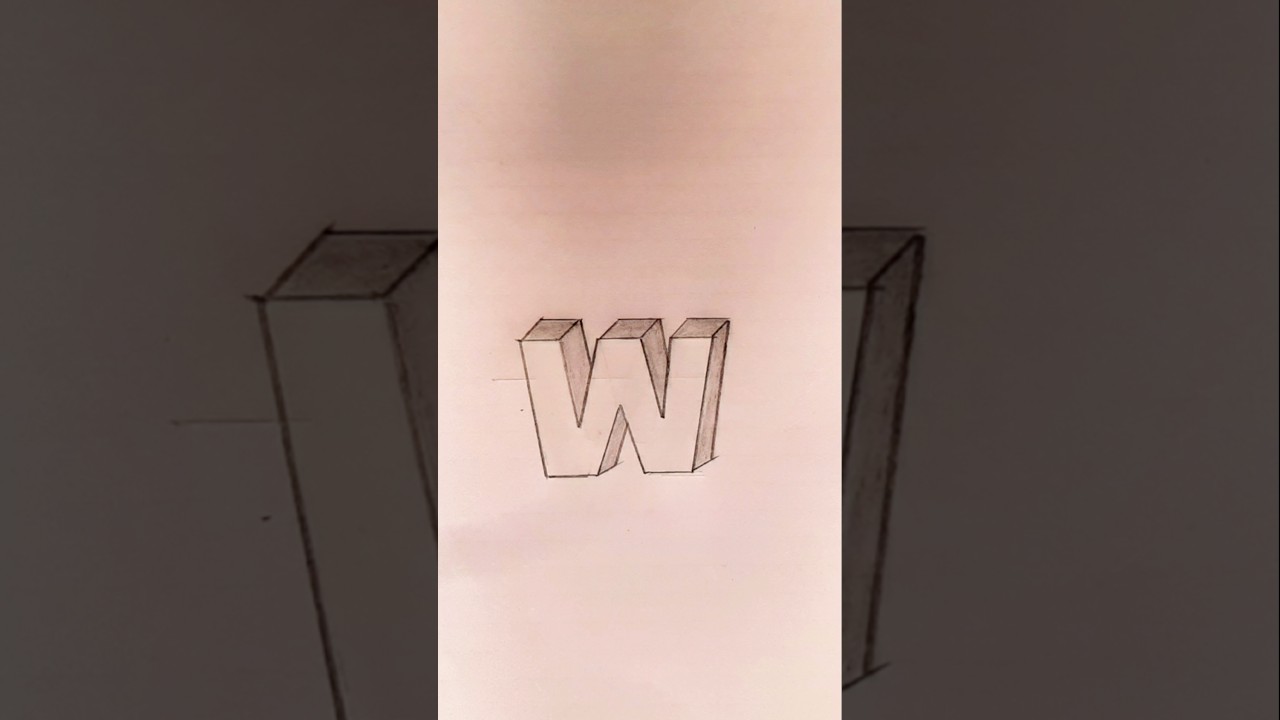 3D letter W | Drawing With Pencil | 3D drawing |pencil sketch | #3ddrawing