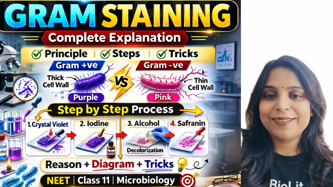 Gram Staining Detailed Class | NEET & Class 11 Microbiology