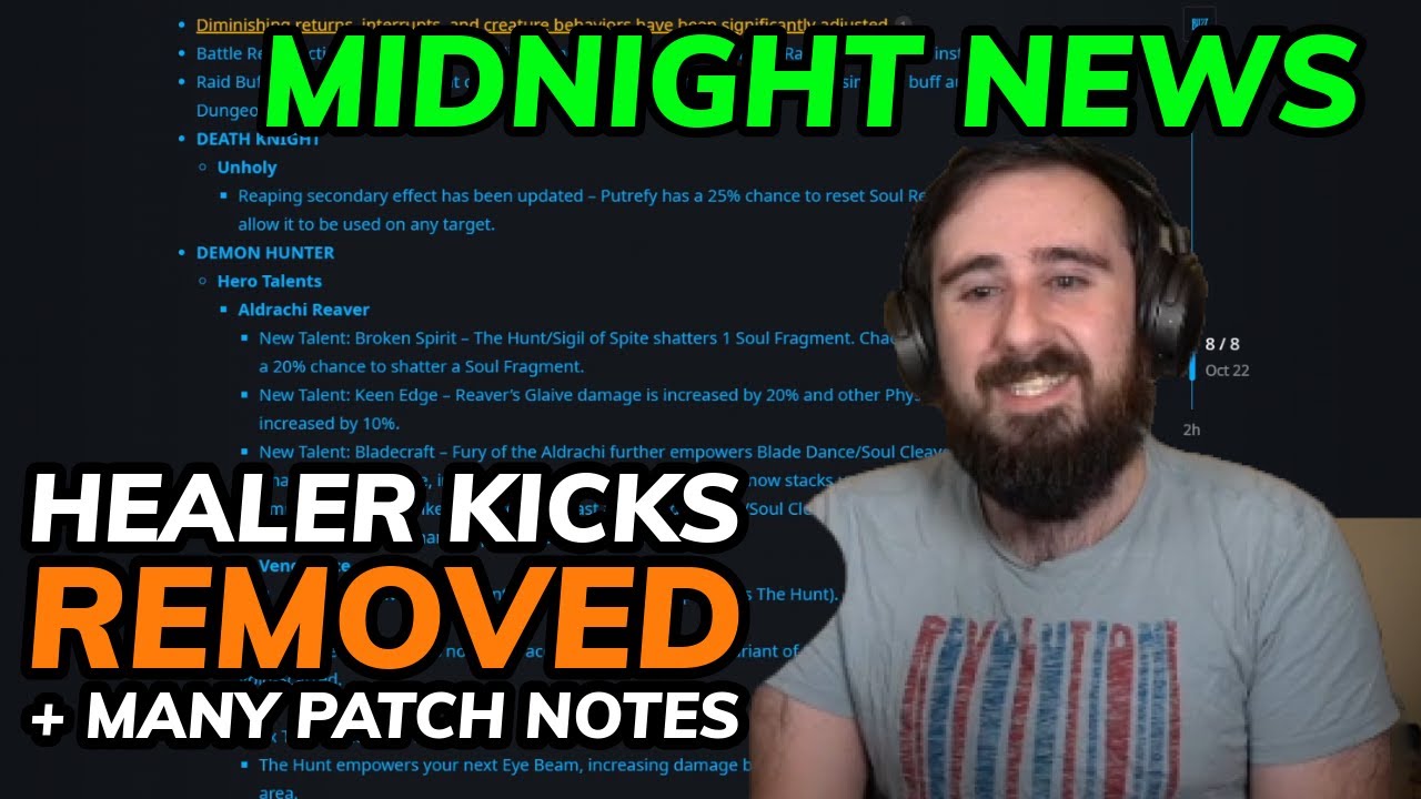Healer Kicks Gone & Many More Midnight Patch Notes & News!