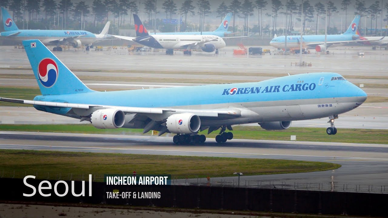 [서울]  ✈️ 인천공항의 장마 풍경, 젖은 활주로에 착륙하는 항공기들 | Seoul Incheon Airport Take-off & Landing