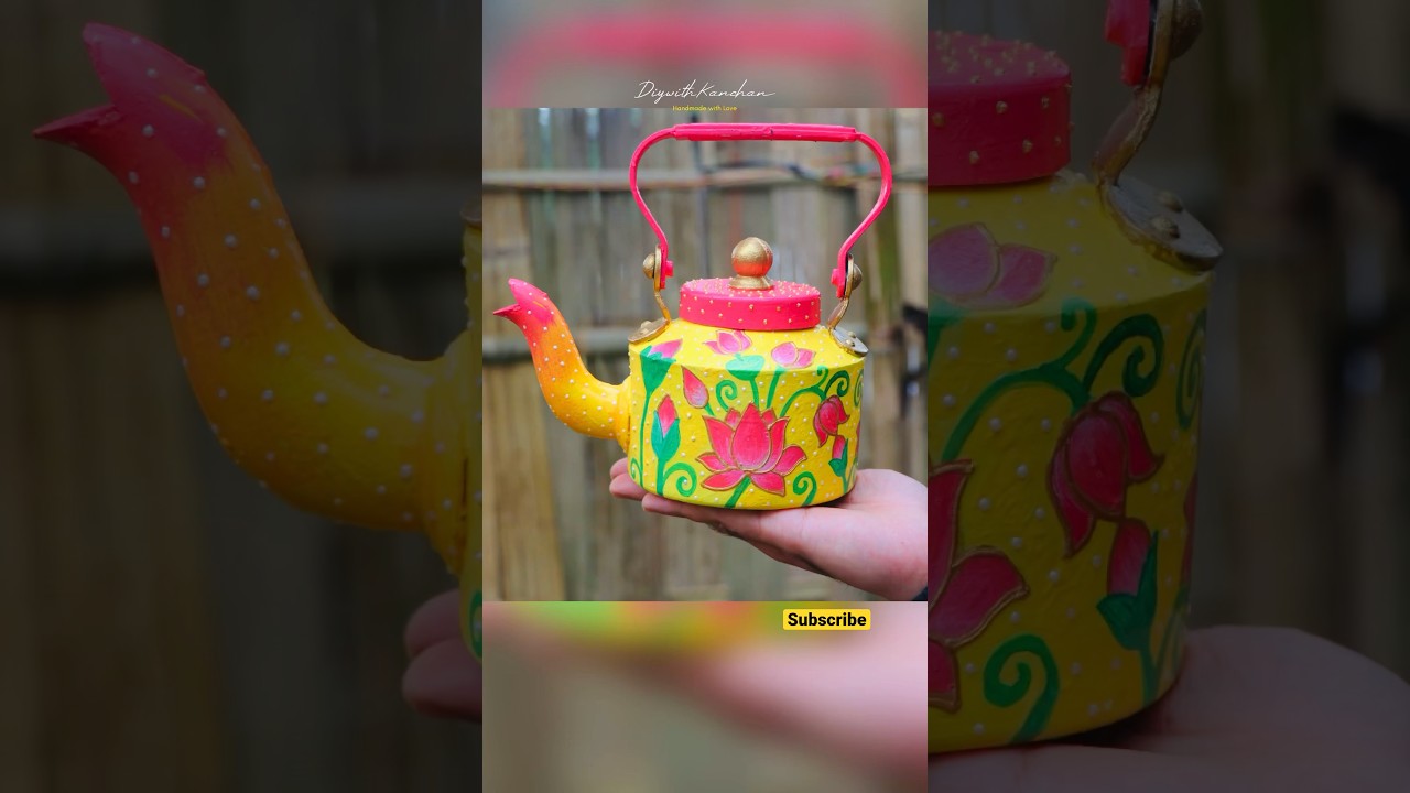 Pichwai Art on Kettle #diywithkanchan #shortvideo #homedecor #shorts #shortsfeed