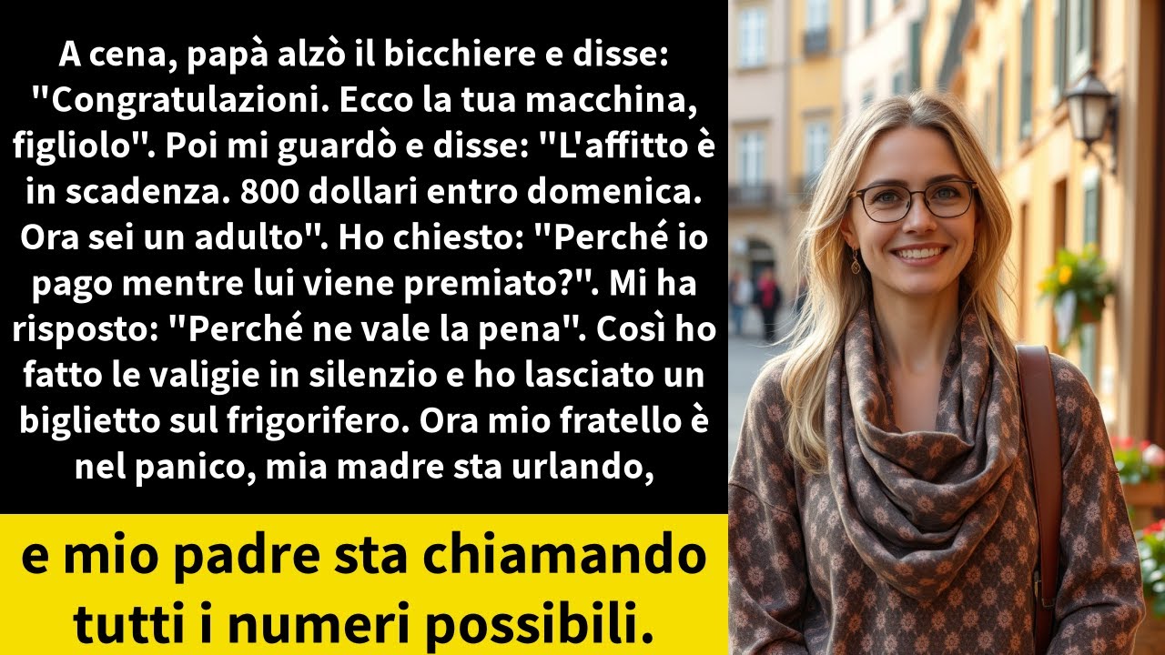 A cena, papà alzò il bicchiere e disse: 