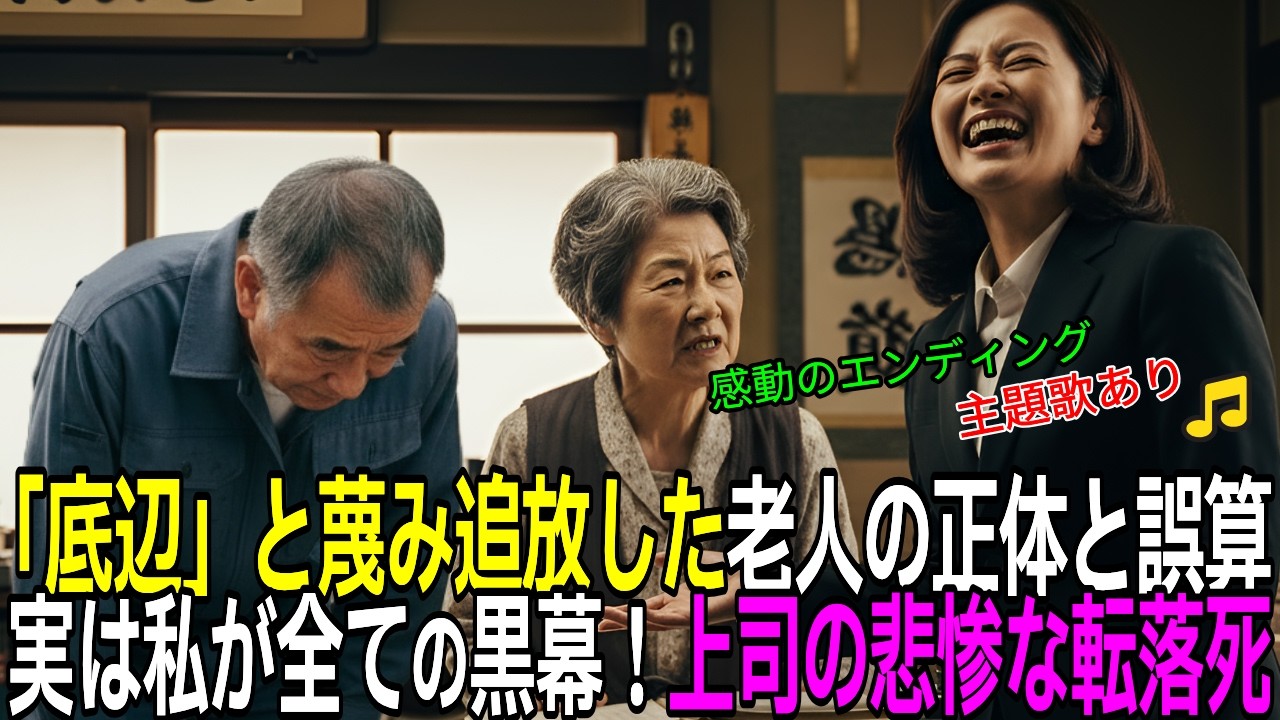 【スカッと】「中卒の清掃員め！」と68歳老人を追い出した早稲田卒女上司→1年後、高級料亭で再会した正体に女上司が凍りつくｗ【感動する話】【朗読】)