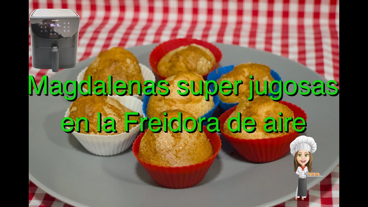 No te puedes perder esta receta rápida sin gastar apenas luz y riquísima, magdalenas en airfryer😋😋😋😋