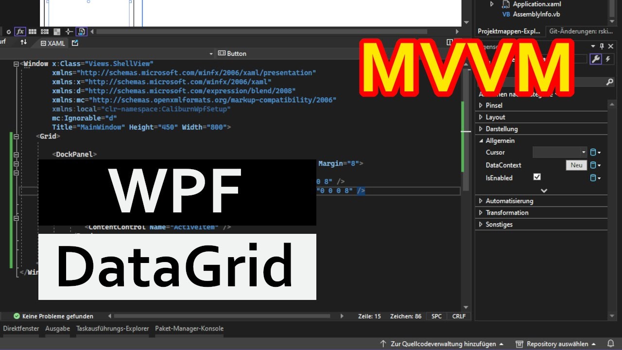 DataGrid Beispiel in VB.NET WPF MVVM mit Datenbindung und SelectedItem