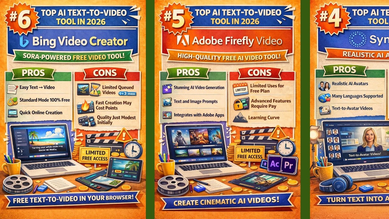 Top 11 FREE AI Text-to-Video Tools in 2026 (Ranked #1 to #11)