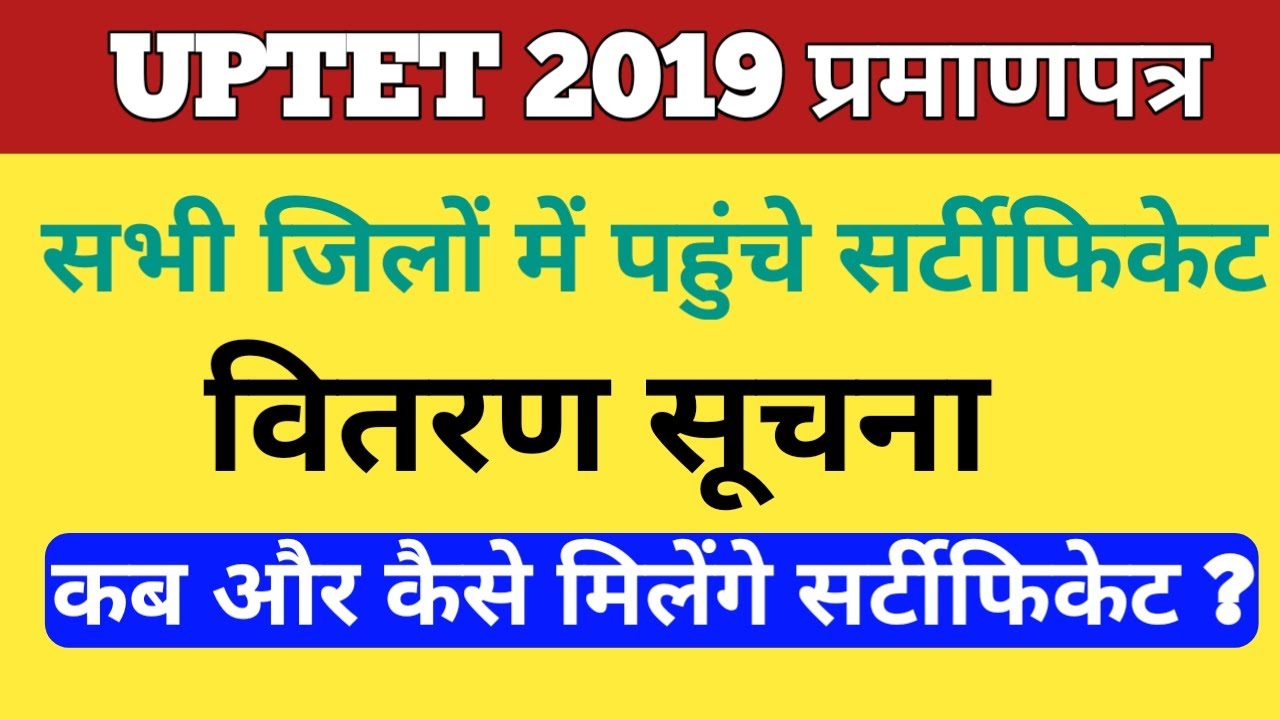 UPTET 2019 Certificate Distribution Update । How to get TET Certificates