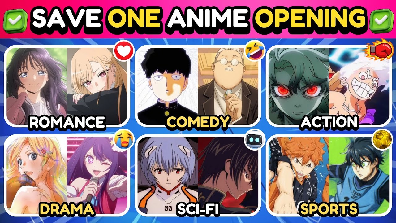 SAVE ONE ANIME OPENING ✅ | Anime Genres Battle | Anime Opening Quiz 🔥