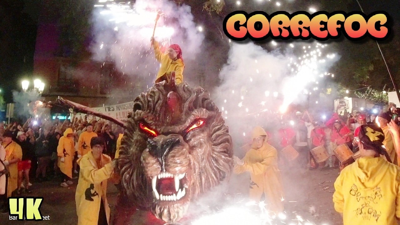 Barcelona Fiestas Mayor de Gracia 2025 | CORREFOC | Barcelona, España 4K