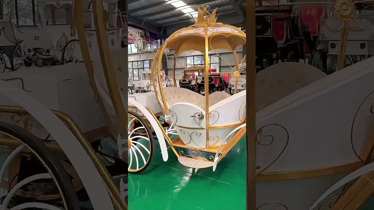 Golden Cinderella Pumpkin Princess Carriage for Wedding or Scenic Area #carriage #cinderella