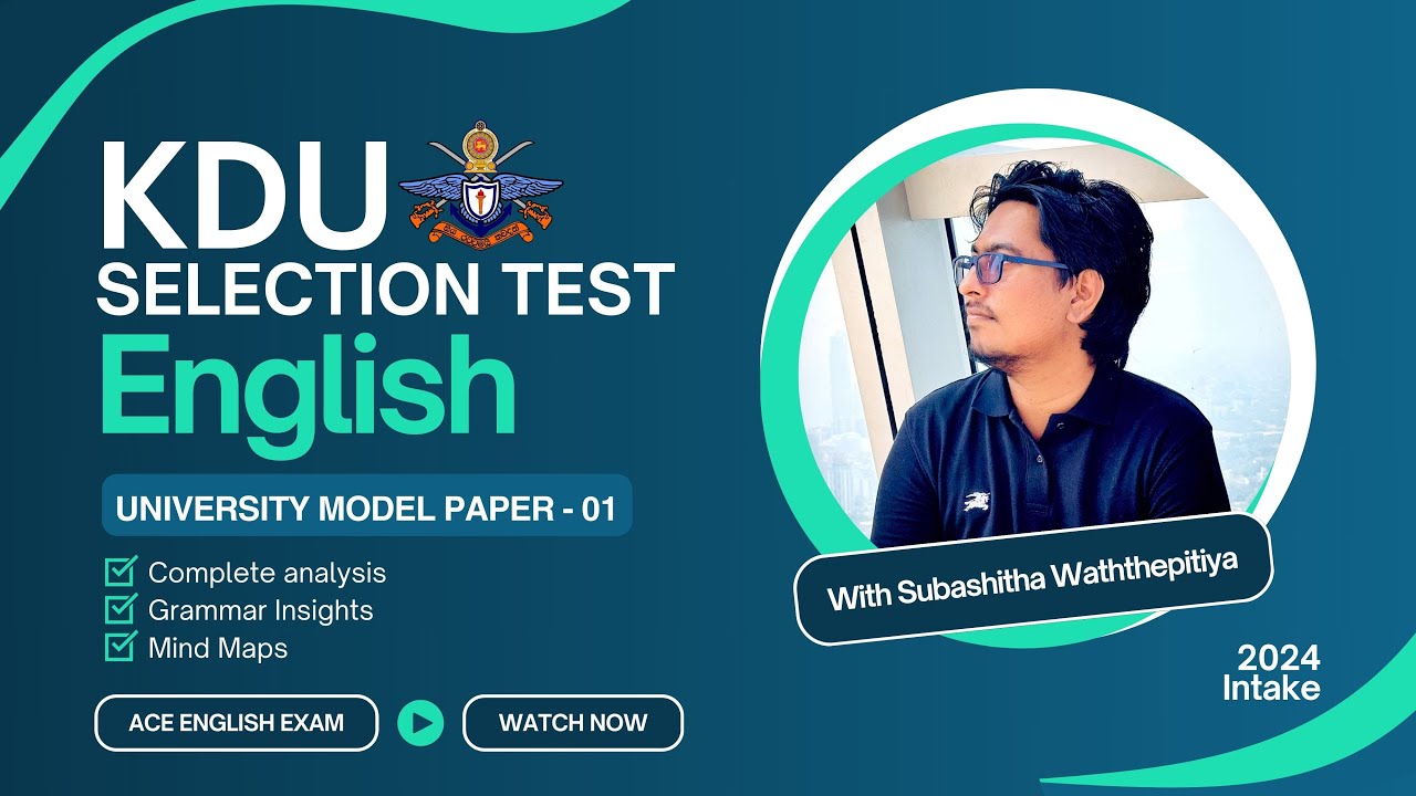 KOTELAWALA DEFENCE UNIVERSITY (KDU) - Selection Test: Year 2024 | English Language Paper