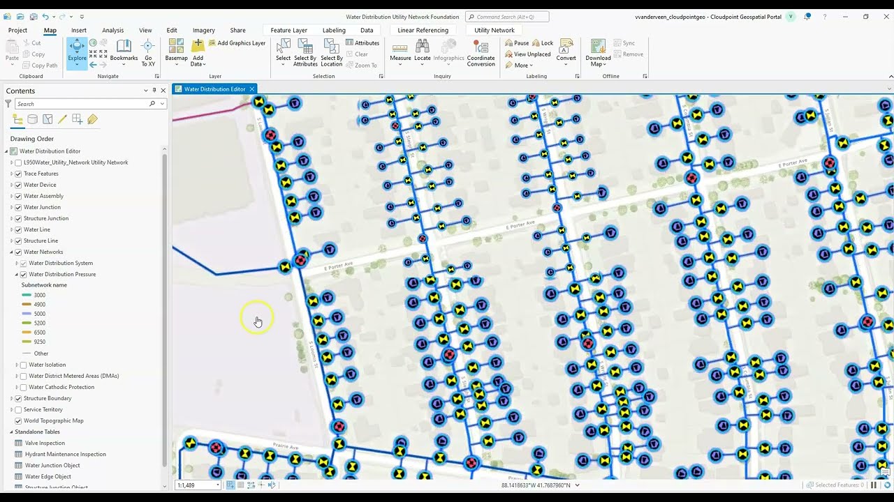 Выполнение трассировки изоляции клапана в инженерной сети ArcGIS