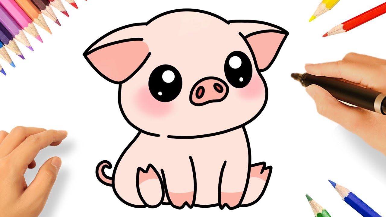 CÓMO DIBUJAR UN CERDITO KAWAII FACIL 🐷❤️