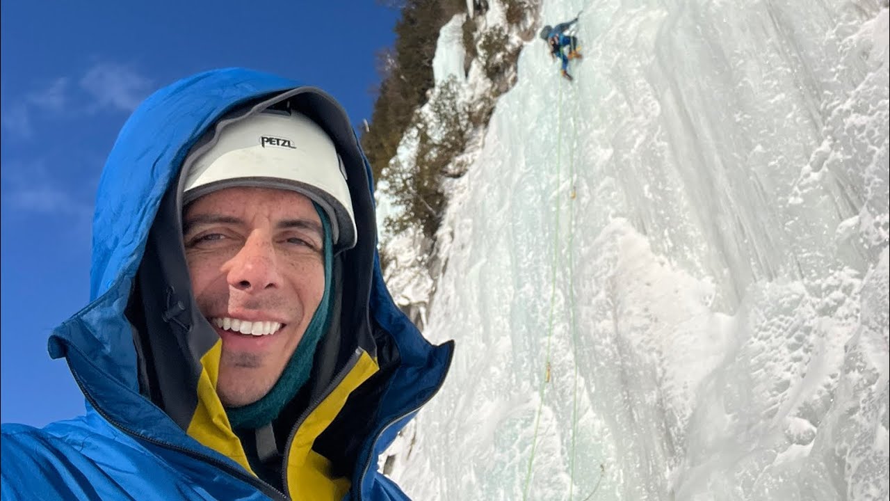 Ice Climbing at Lake Willoughby Crazy Diamond WI5-