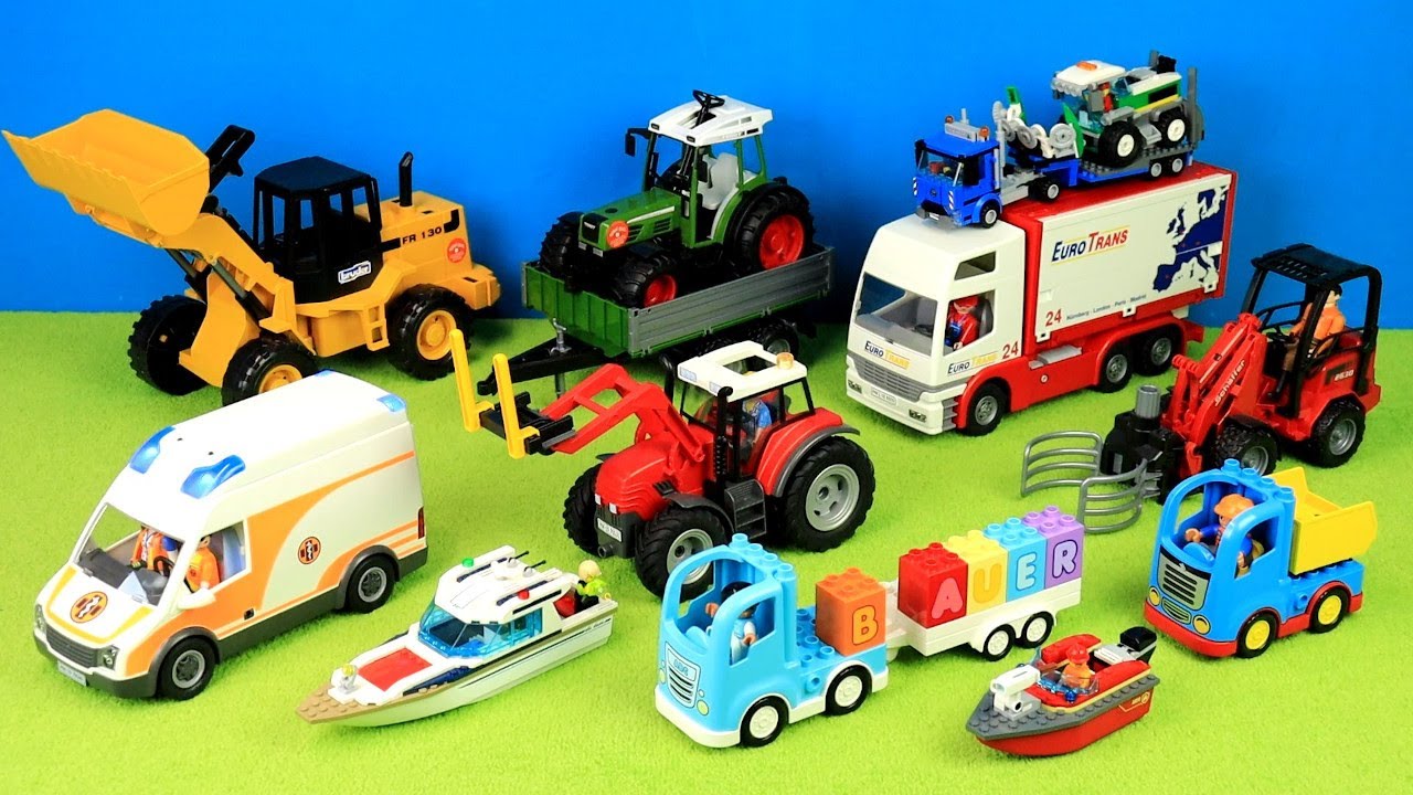 LKW, Lastwagen, Transport, Krankenwagen, Spielzeug zum spielen für Kinder, Unboxing