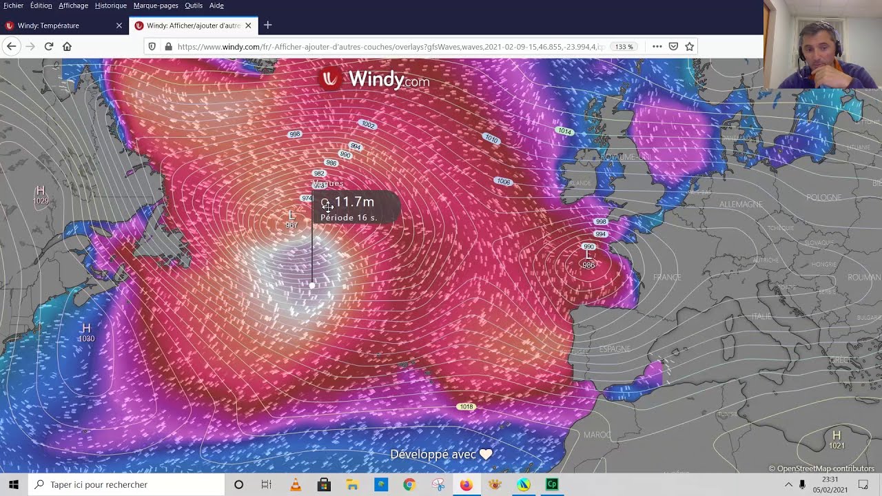routage météo et analyse d'une situation météorologique avec windy et qtVlm