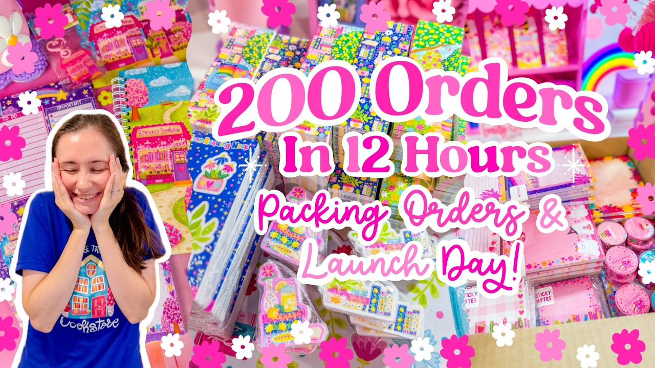 200 ORDERS IN 12 HOURS 😭 Packing Orders & Launch Day Behind the Scenes! 🩷 SMALL BUSINESS STUDIO VLOG