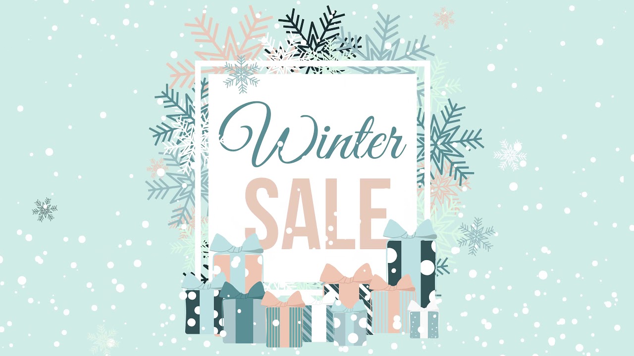 Winter sale template with christmas gifts. Animated banner or background