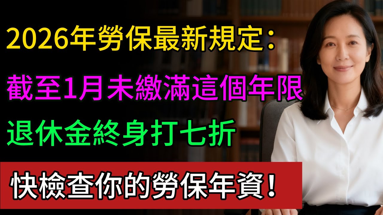 2026年勞保最新規定：未繳滿這個年限，退休金“終身打七折”，快檢查你的勞保年資！#勞保 #退休金 #中老年 #勞保年金 #健康永駐