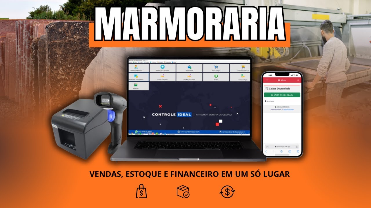 Sistema para MARMORARIA: venda, financeiro, estoque, emissão de nota fiscal, orçamentos e muito mais