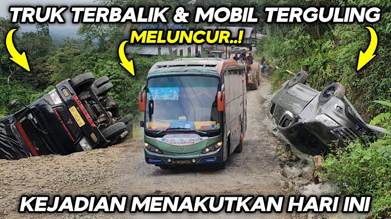 Kejadian Menakutkan Hari Ini !!! Truk Terbalik Dan Mobil Terguling Di Batu Jomba