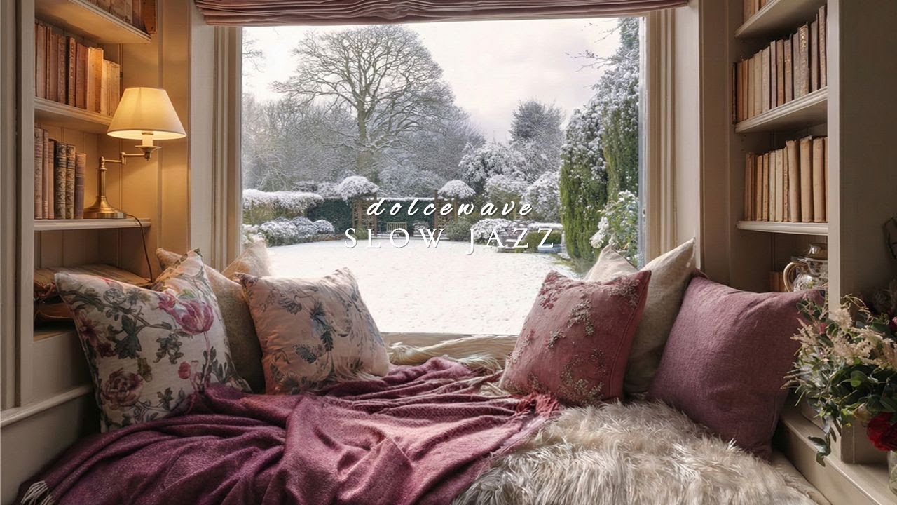 [4K Playlist] Снежный уютный кабинет, джаз для полного отдыха | Slow Jazz · Winter Jazz