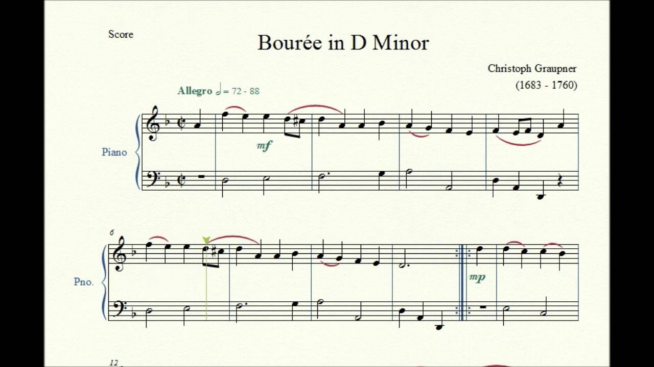 Bourrée in D Minor - Christoph Graupner - Piano Repertoire 1