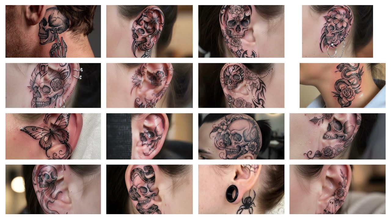 Новые потрясающие 😻 татуировки черепа 💀 уха 👂 // шаг за шагом// #исследуйте #идеитатуировок #тату...