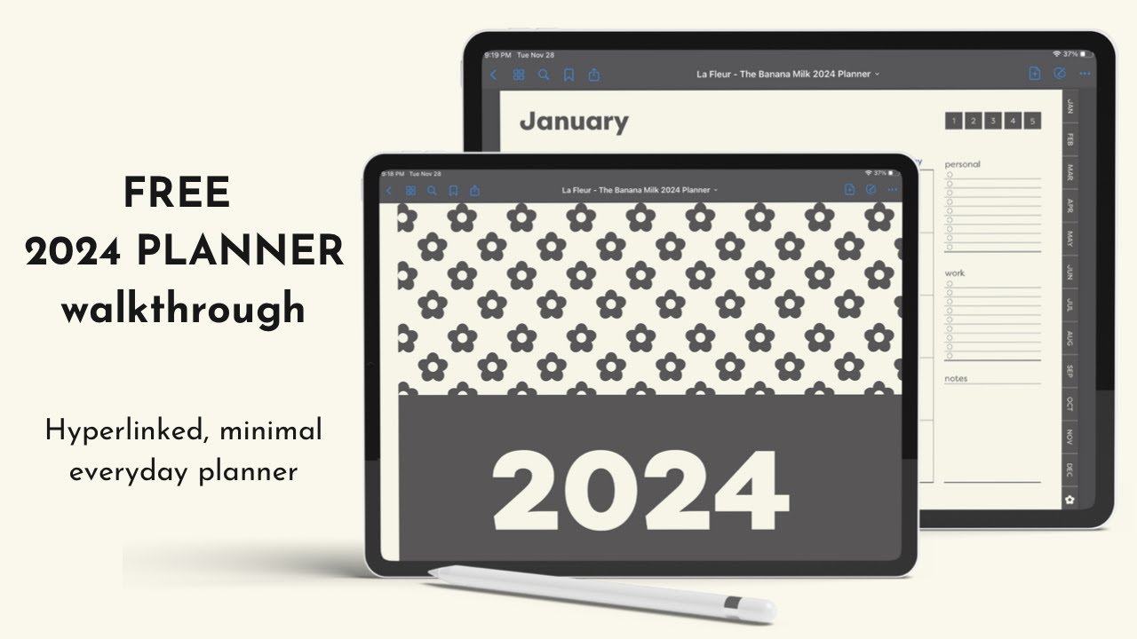 2024 Digital Planner Walkthrough ✨Free with hyperlinks✨ | Banana Milk