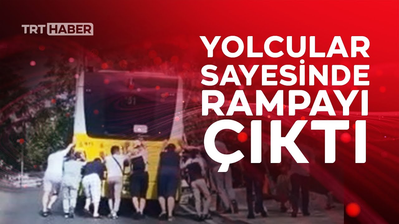Arızalanan İETT otobüsünü yolcular itti