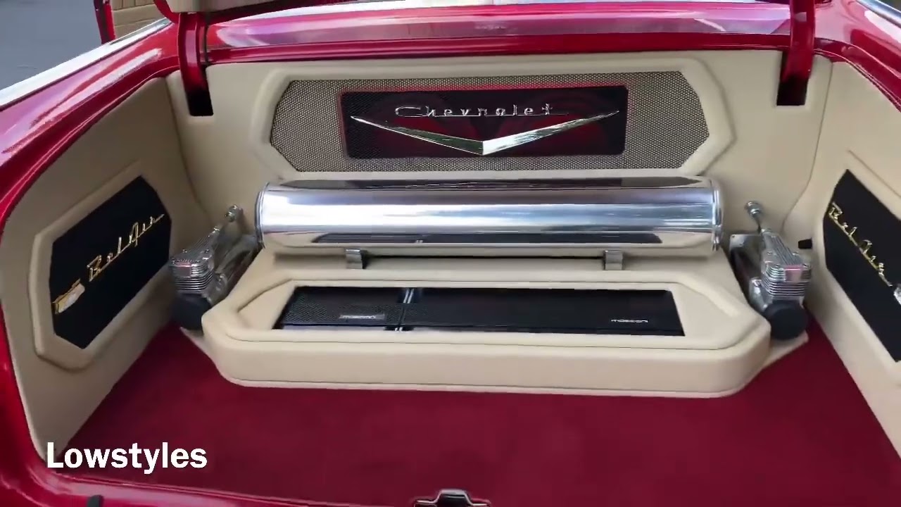 Lowstyles 57 Bel-Air Custom Audio System Trunk Setup & Center Console