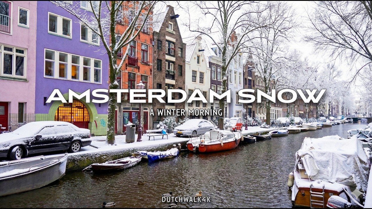 Amsterdam Like NEVER Seen: Rare Snowfall Walking Tour 2026  | 4K HDR