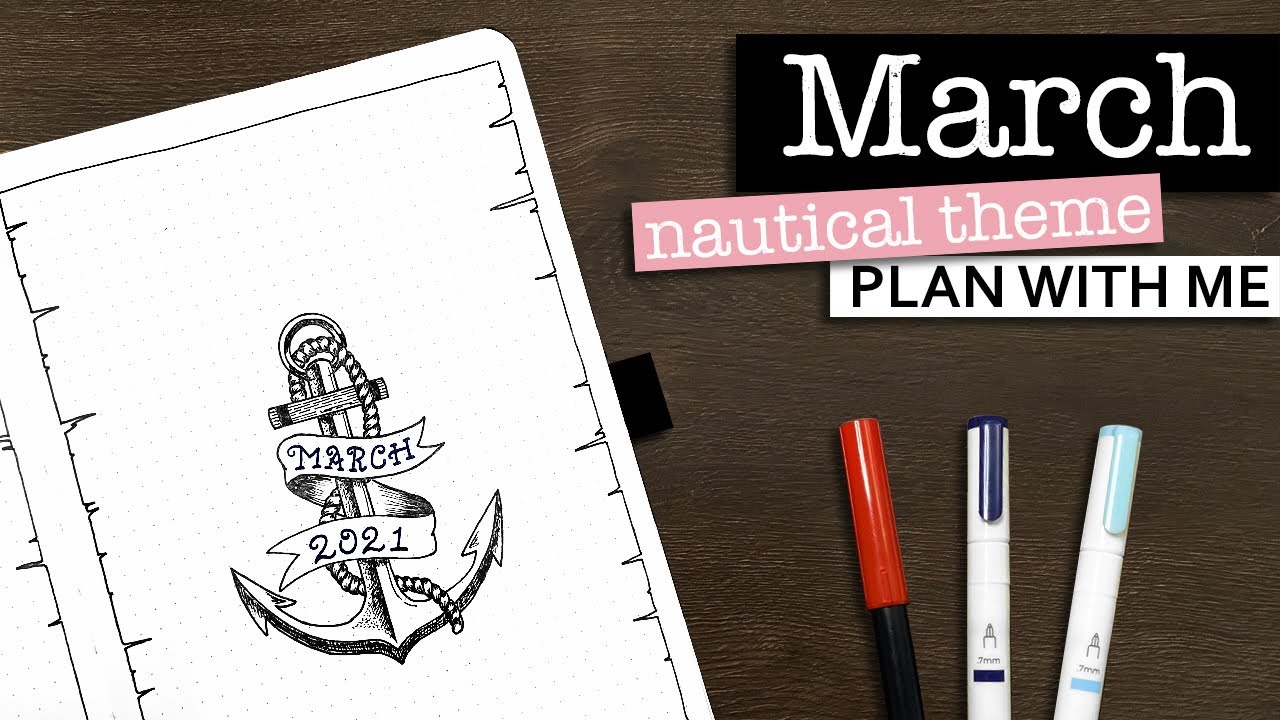 March Bullet Journal Setup 💜 Nautical theme